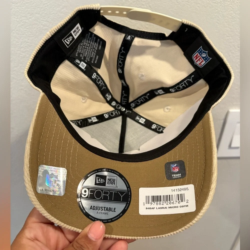 New Era Las Vegas Raiders Micro Corduroy Cream 9FORTY A-Frame SnapBack Hat OSFM - Picture 8 of 10